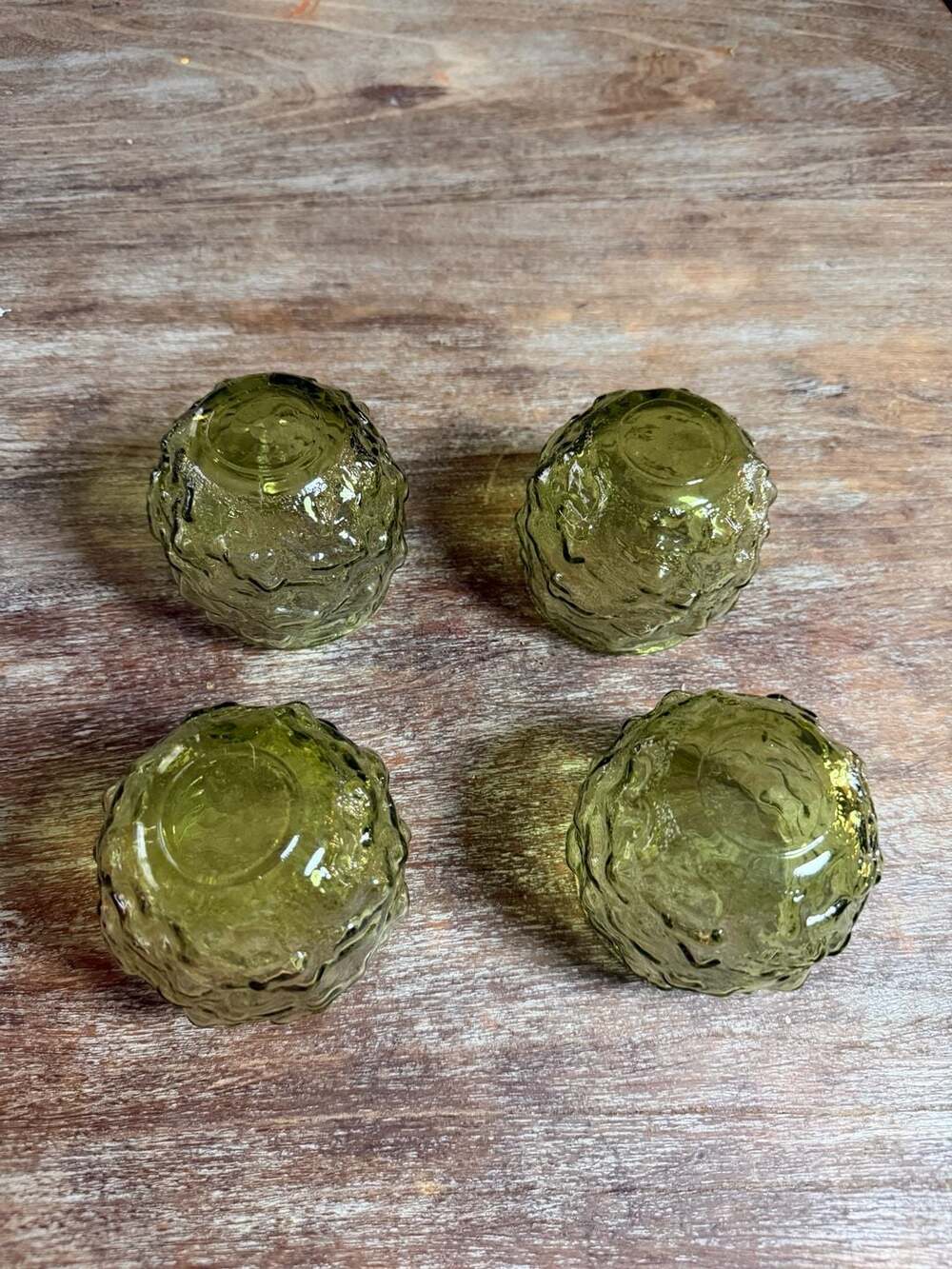 Set of 4 Anchor Hocking Milano Green Roly Poly Rocks Glasses - Picture 5 of 8